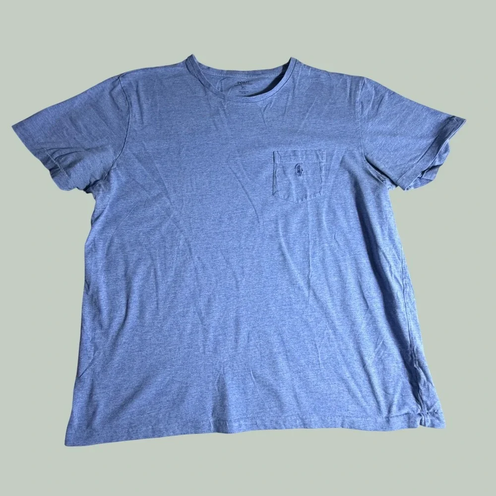 Polo Ralph Lauren Mens XL Blue Heather Short Sleeve Pocket T-Shirt Pony Logo